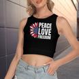 Peace Love Freedom America Usa Flag Sunflower Women's Crop Top Tank Top