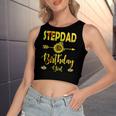 Stepdad Of The Birthday Girl Dad Sunflower Gifts Women's Sleeveless Bow Backless Hollow Crop Top
