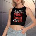 V Is For Video Games Funny Valentines Day Gamer Boy 583 Trending Shirt Women's Sleeveless Bow Backless Hollow Crop Top