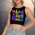 Welcome Back To School Kinders 486 Shirt Women's Sleeveless Bow Backless Hollow Crop Top