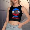Womens Ferret 4Th Of July For Ferret Lover July 4Th Ferret Mom Dad Women's Sleeveless Bow Backless Hollow Crop Top
