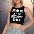 Womens Mom Of The Birthday Astronaut Boy And Girl Space Theme Women's Sleeveless Bow Backless Hollow Crop Top