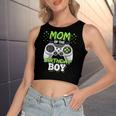 Womens Mom Of The Birthday Boy Matching Video Gamer Birthday Party V4 Women's Sleeveless Bow Backless Hollow Crop Top