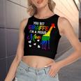 You Bet Giraffe Im A Proud Mom Pride Lgbt Happy Mothers Day Women's Sleeveless Bow Backless Hollow Crop Top