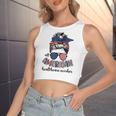 All American Healthcare Worker Nurse 4Th Of July Messy Bun Women's Sleeveless Bow Backless Hollow Crop Top