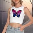 Butterfly With Colors Of The Bisexual Pride Flag Women's Crop Top Tank Top