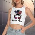 Doodle Mom Happy 4Th Of July American Flag Day Women's Sleeveless Bow Backless Hollow Crop Top