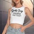 Girls Trip Cheaper Than Therapy Women's Sleeveless Bow Backless Hollow Crop Top