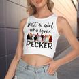 Just A Girl Who Loves Peckers 861 Shirt Women's Sleeveless Bow Backless Hollow Crop Top