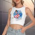 Just Here To Bang Fireworks Fourth Of July Usa Girl American Women's Crop Top Tank Top