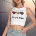 Red Wine & Blue 4Th Of July Wine Red White Blue Wine Glasses V2 Women's Crop Top Tank Top