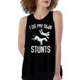 I Do My Own Stunts Get Well Funny Horse Riders Animal Women's Loose Fit Open Back Split Tank Top