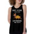 Just A Girl Who Loves Dachshund And Tacos For Dachshund Lovers Women's Loose Fit Open Back Split Tank Top