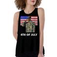 Womens 4Th Of July Proud Army Dad Independence Day American Flag Women's Loose Fit Open Back Split Tank Top