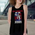 Fully Vaccinated By The Blood Of Jesus Christian USA Flag Women's Loose Fit Open Back Split Tank Top