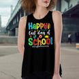 Funny Happy Last Day Of School Hello Summer Multicolored Women's Loose Fit Open Back Split Tank Top