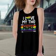 I Love My Two Moms Rainbow Gay Pride Flag Lgbtq Ally Women's Loose Tank Top