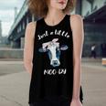 Moody Cow Lovers Farm Clothes Cowgirl Women's Loose Fit Open Back Split Tank Top