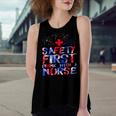Safety First Drink With A Nurse Patriotic Nurse 4Th Of July Women's Loose Fit Open Back Split Tank Top