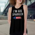 Womens Im His Sparkler His And Her 4Th Of July Matching Couples Women's Loose Fit Open Back Split Tank Top