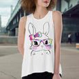 Cute Bunny Rabbit Face Tie Dye Glasses Girl Happy Easter Day Women's Loose Fit Open Back Split Tank Top