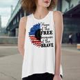 Home Of The Free Because Of The Brave Sunflower 4Th Of July Women's Loose Fit Open Back Split Tank Top