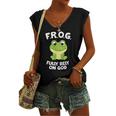 Cute Frog Fully Rely On God Christian Frog Women's V-neck Tank Top