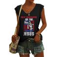 Fully Vaccinated By The Blood Of Jesus Christian USA Flag V2 Women's V-neck Casual Sleeveless Tank Top