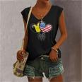Belgian American Flags Inside Hearts With Roots Women's V-neck Tank Top