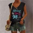 Blessed By God For 98 Years 98Th Birthday Party Celebration Women's Vneck Tank Top