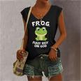 Cute Frog Fully Rely On God Christian Frog Women's V-neck Tank Top