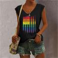 Distressed Rainbow Flag Gay Pride Rainbow Equality Women's V-neck Tank Top