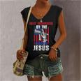 Fully Vaccinated By The Blood Of Jesus Christian USA Flag V2 Women's V-neck Casual Sleeveless Tank Top