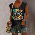 Funny Happy Last Day Of School Hello Summer Multicolored Women's V-neck Casual Sleeveless Tank Top