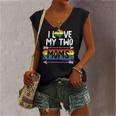 I Love My Two Moms Rainbow Gay Pride Flag Lgbtq Ally Women's V-neck Tank Top
