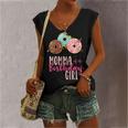 Womens Momma Of The Birthday Girl Donut Birthday Party Theme Family Women's Vneck Tank Top