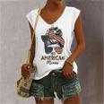All American Mimi Messy Bun Matching Family 4Th Of July Mom Women's Vneck Tank Top