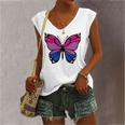 Butterfly With Colors Of The Bisexual Pride Flag Women's V-neck Tank Top