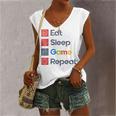 Eat Sleep Game Repeat Women's V-neck Casual Sleeveless Tank Top