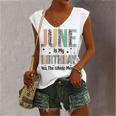 June Is My Birthday Yes The Whole Month Leopard June Bday Women's Vneck Tank Top
