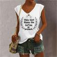 Official This Girl Runs On Caffeine And Sarcasm Women's V-neck Casual Sleeveless Tank Top