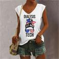 Proud Messy Bun American Dialysis Tech Nurse 4Th Of July Usa Women's Vneck Tank Top