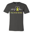 Ewings Sarcoma Awareness Heartbeat Yellow Ribbon Ewings Sarcoma Ewings Sarcoma Awareness Unisex Jersey Short Sleeve Crewneck Tshirt