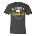 Mens 1 Worlds Gayest Dad Funny Fathers Day Lgbt Pride Rainbow 14 Shirt Unisex Jersey Short Sleeve Crewneck Tshirt