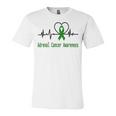 Adrenal Cancer Awareness Heartbeat Green Ribbon Adrenal Cancer Adrenal Cancer Awareness Unisex Jersey Short Sleeve Crewneck Tshirt