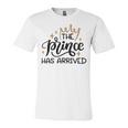 Baby Shower Text Design The Prince Has Arrived Unisex Jersey Short Sleeve Crewneck Tshirt