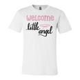 Baby Shower Text Design Welcome Little Angel Unisex Jersey Short Sleeve Crewneck Tshirt