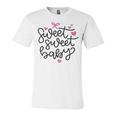 Baby Shower Text Pink Heart Ribbon Design Sweet Sweet Baby Unisex Jersey Short Sleeve Crewneck Tshirt