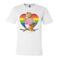 Cute Orange Tabby Cat Skateboarder Rainbow Heart Skater Jersey T-Shirt