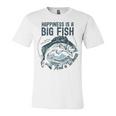 Happiness Is A Big Fish And A Witness Fisherman Dad Blue Unisex Jersey Short Sleeve Crewneck Tshirt